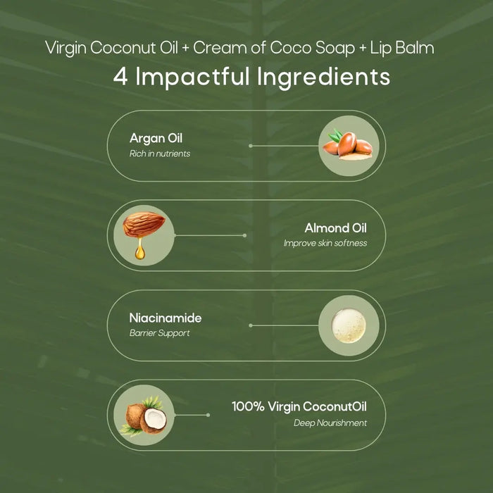 Virgin Coconut Oil + Soap + Lip Balm Combo
