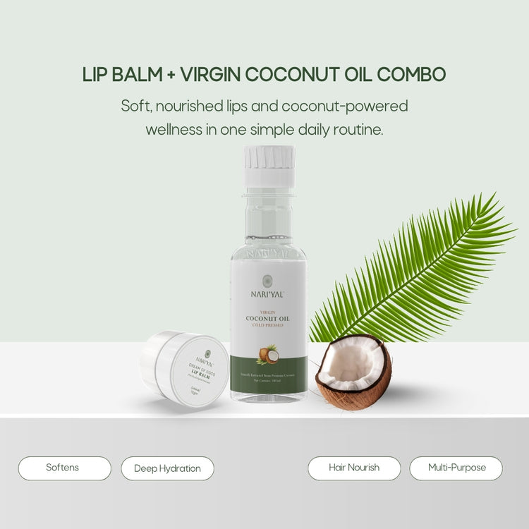 Virgin Coconut Oil Cold Pressed + Lip Balm Combo