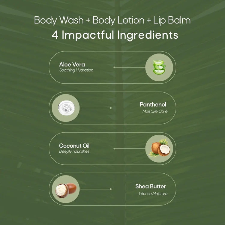 Body Wash + Body Lotion + Lip Balm Combo