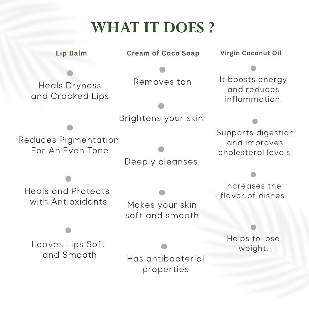 Virgin Coconut Oil + Soap + Lip Balm Combo