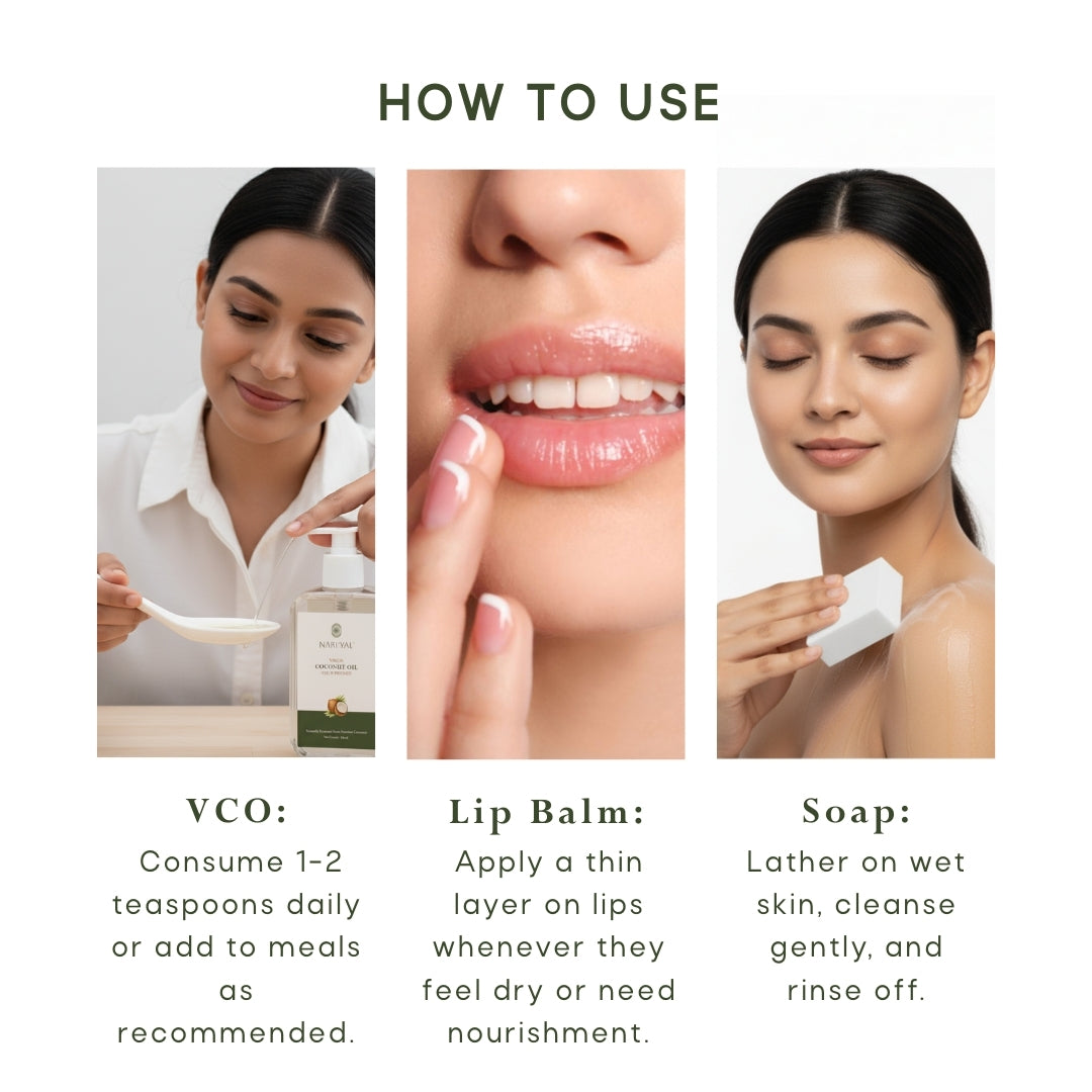Virgin Coconut Oil + Soap + Lip Balm Combo