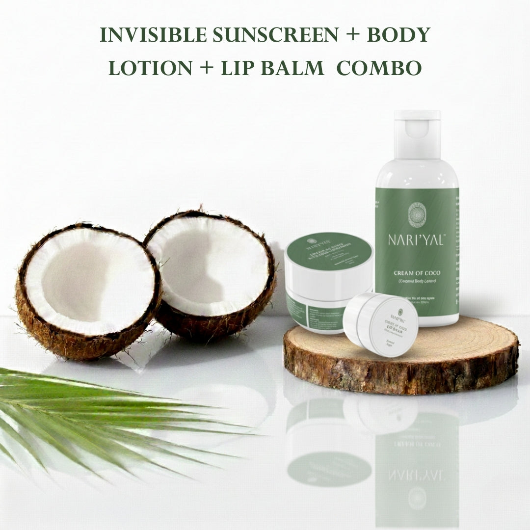 Sunscreen + Body Lotion + Lip Balm Combo