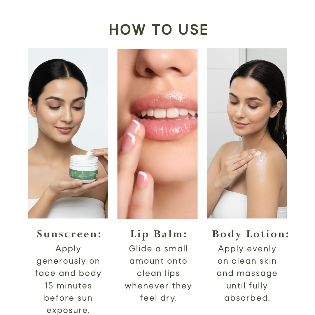 Sunscreen + Body Lotion + Lip Balm Combo