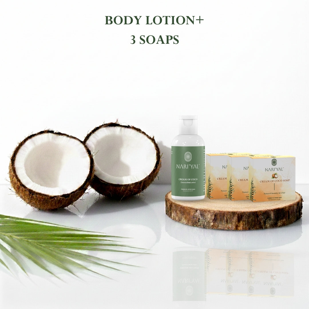 Body Lotion + 3 Soaps Combo