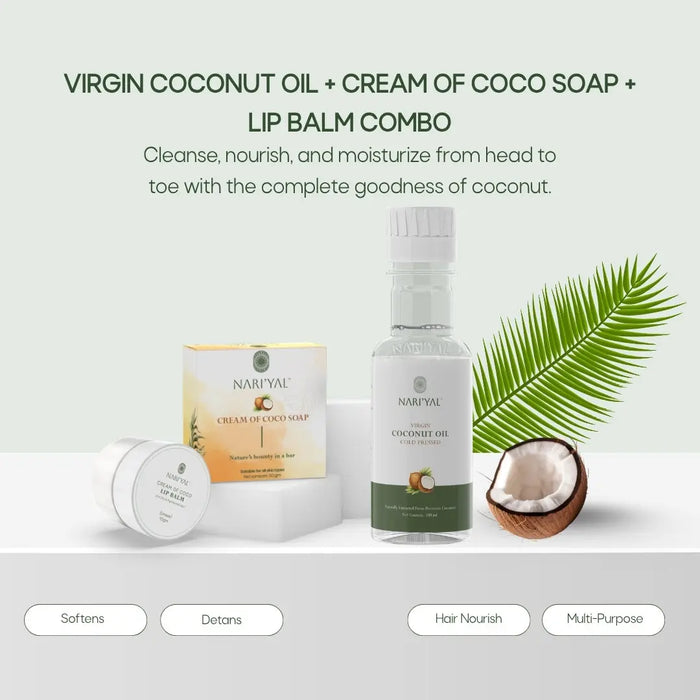 Virgin Coconut Oil + Soap + Lip Balm Combo