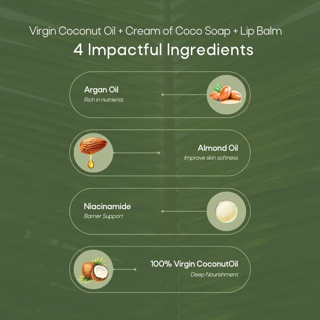 Virgin Coconut Oil + Soap + Lip Balm Combo
