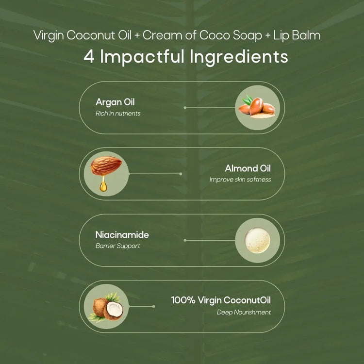 Virgin Coconut Oil + Soap + Lip Balm Combo