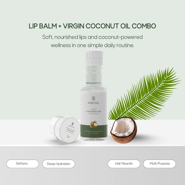 Virgin Coconut Oil Cold Pressed + Lip Balm Combo