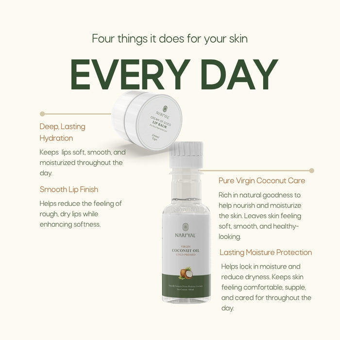 Virgin Coconut Oil Cold Pressed + Lip Balm Combo